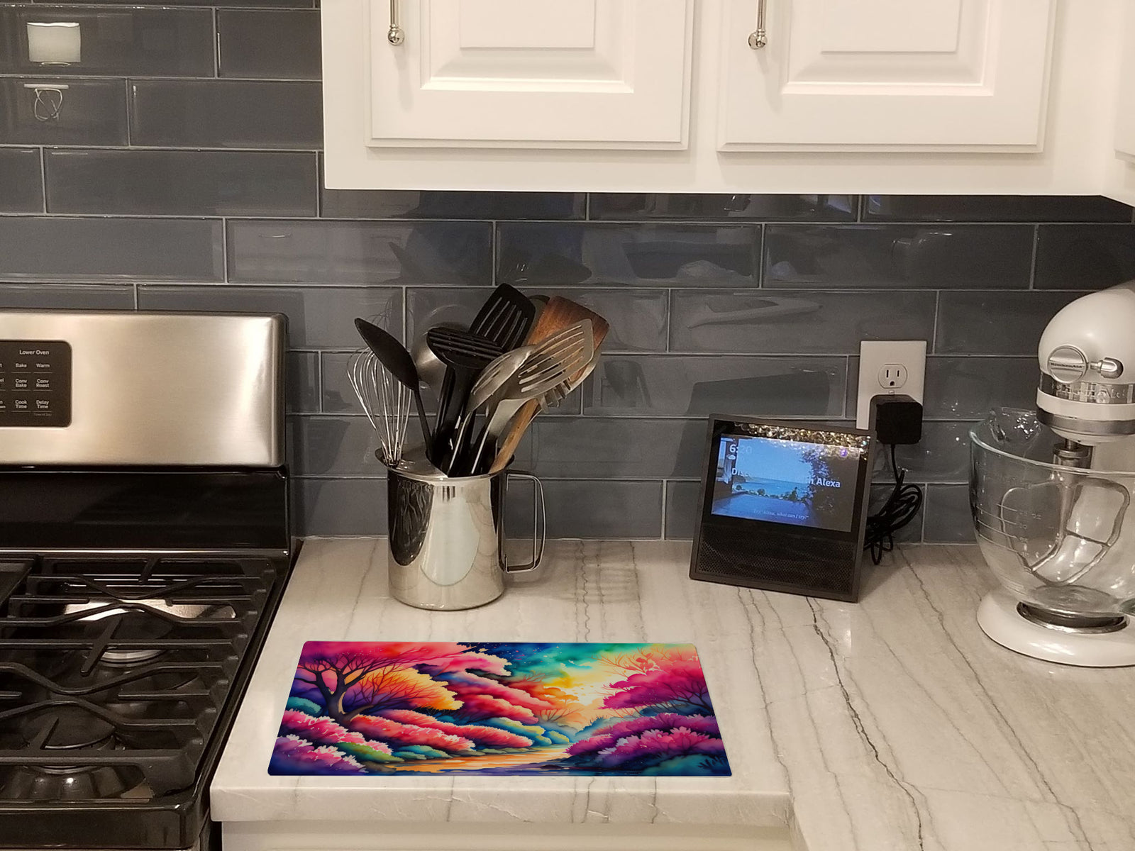 Caroline's Treasures Azaleas in Color Glass Cutting Boards – Durable, Decorative Kitchen Art Large