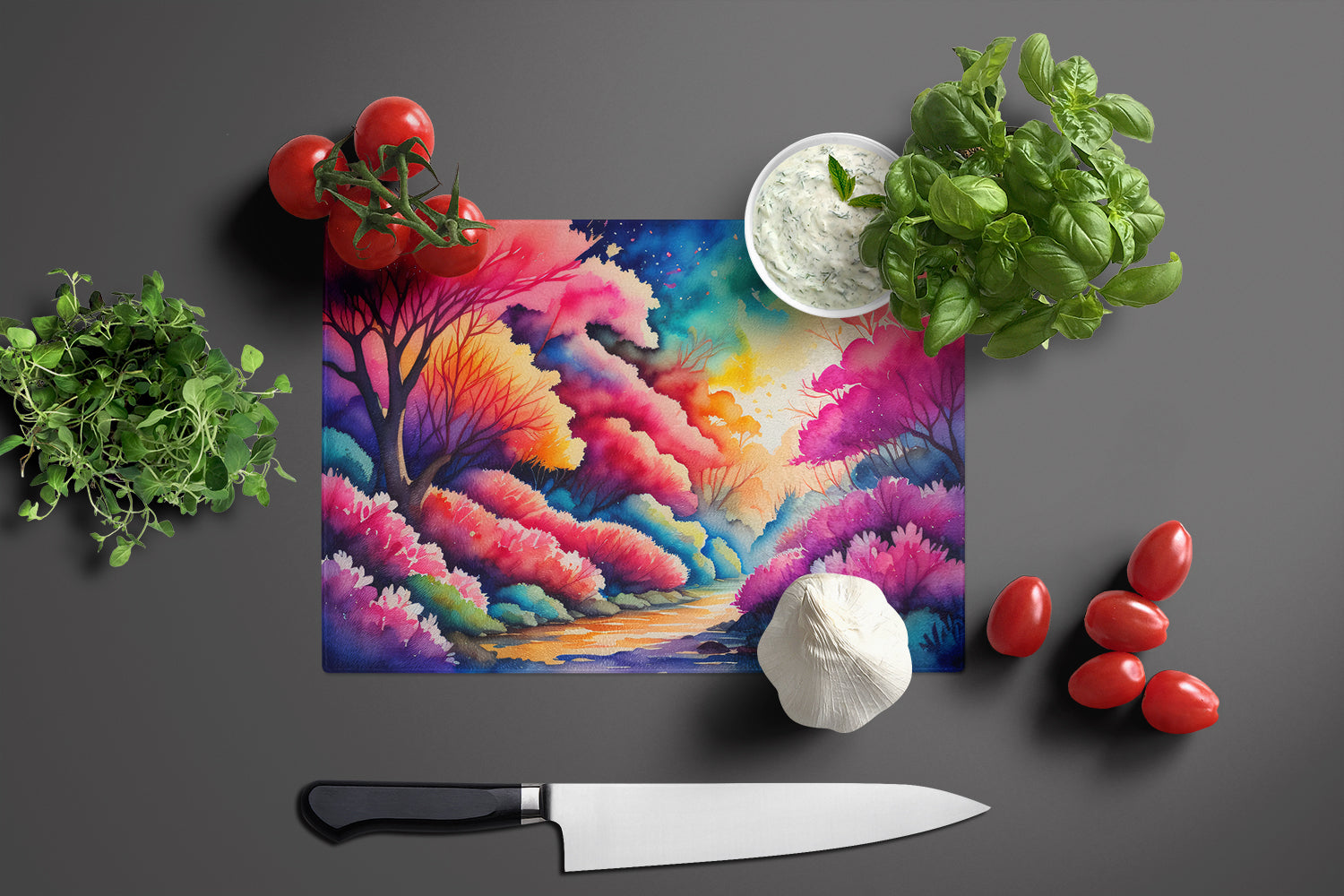 Azaleas in Color Glass Cutting Board Large
