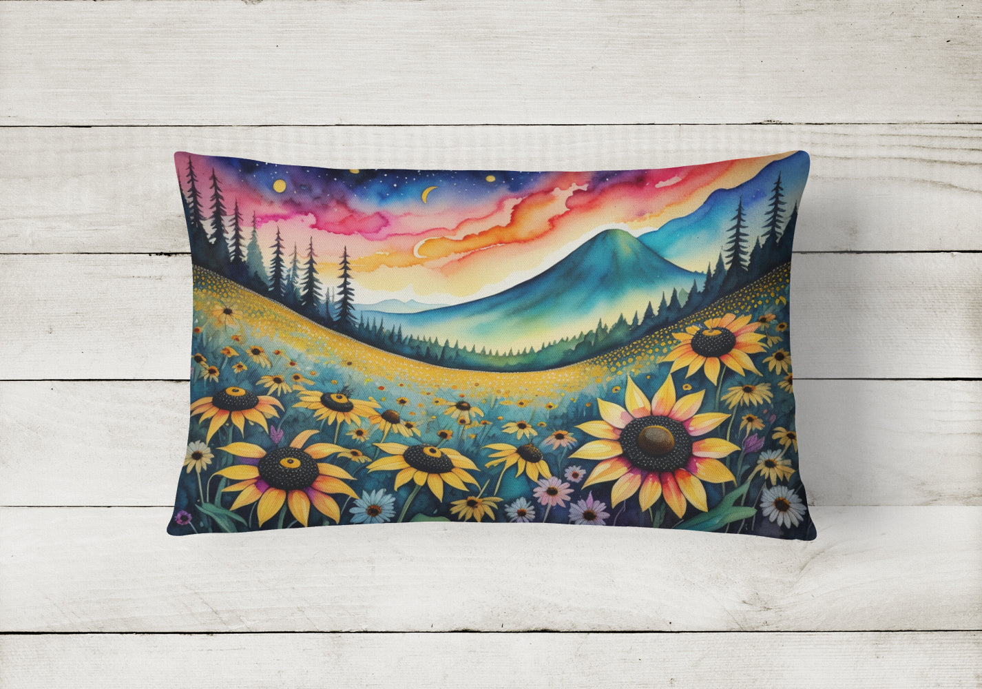 Black-eyed Susans in Color Fabric Decorative Pillow