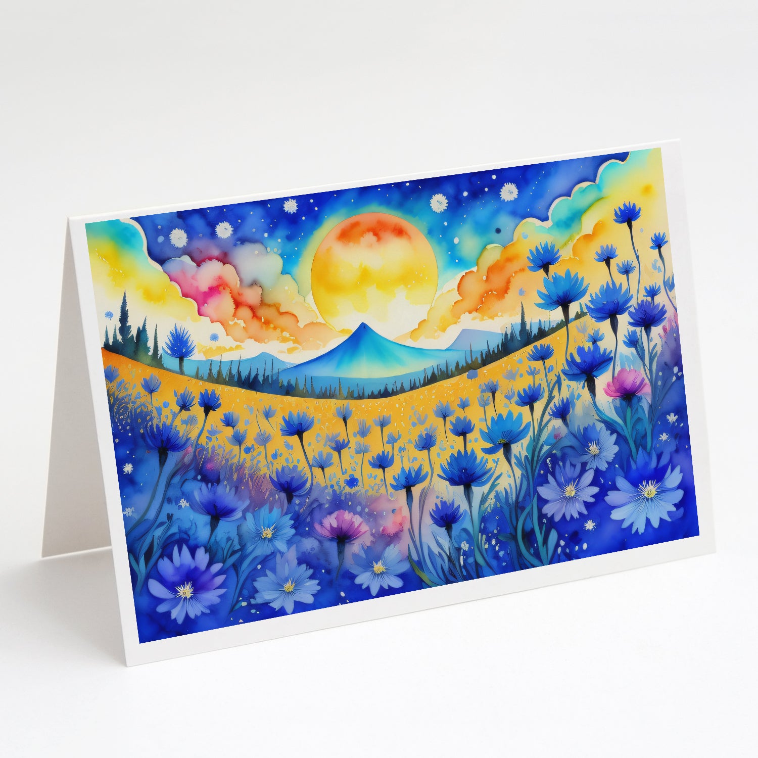 Buy this Blue Cornflowers in Color Greeting Cards and Envelopes Pack of 8