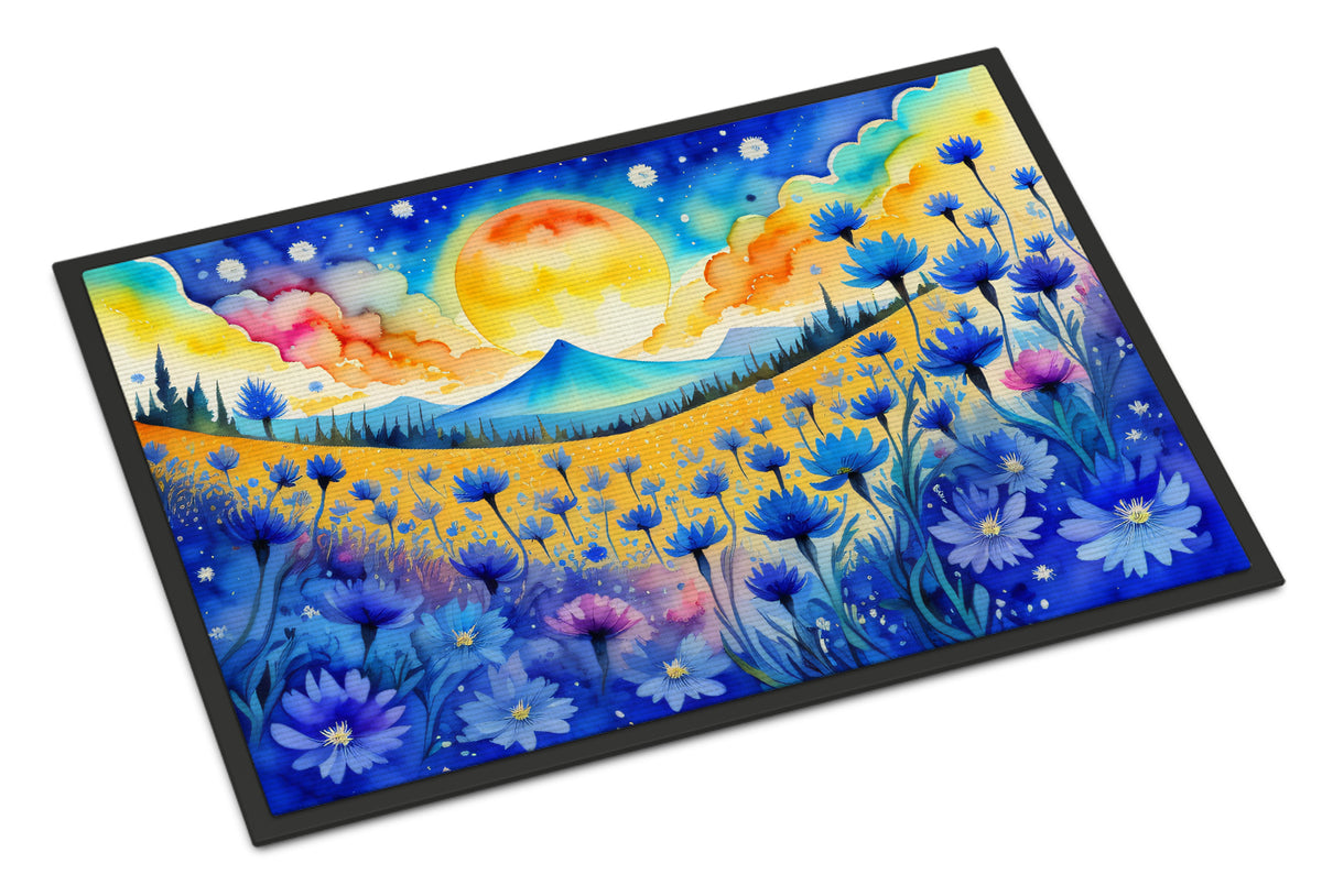 Buy this Blue Cornflowers in Color Indoor or Outdoor Mat 24x36