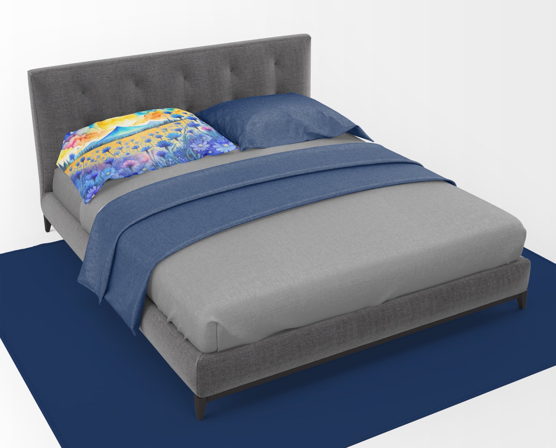 Blue Cornflowers in Color Fabric Standard Pillowcase
