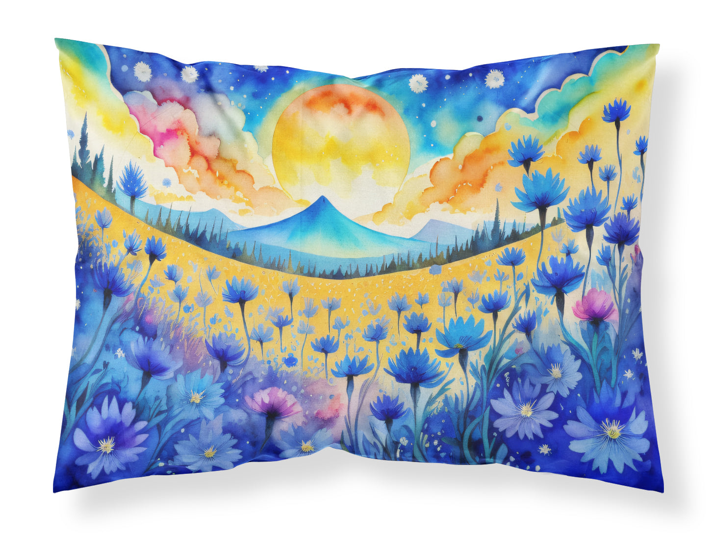 Buy this Blue Cornflowers in Color Fabric Standard Pillowcase