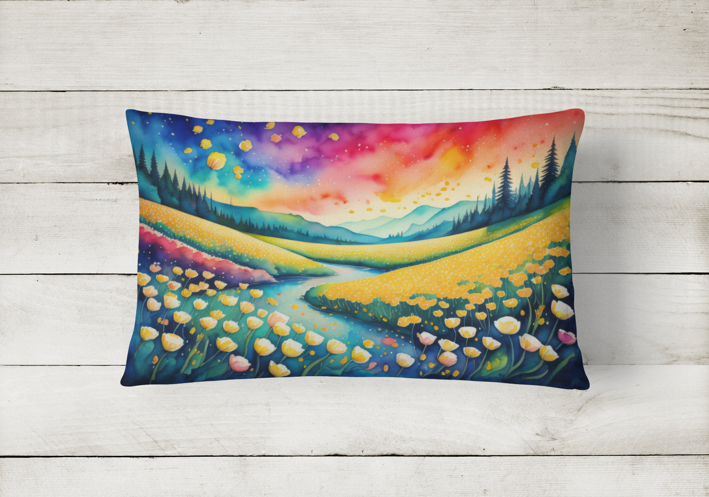 Buttercups in Color Fabric Decorative Pillow
