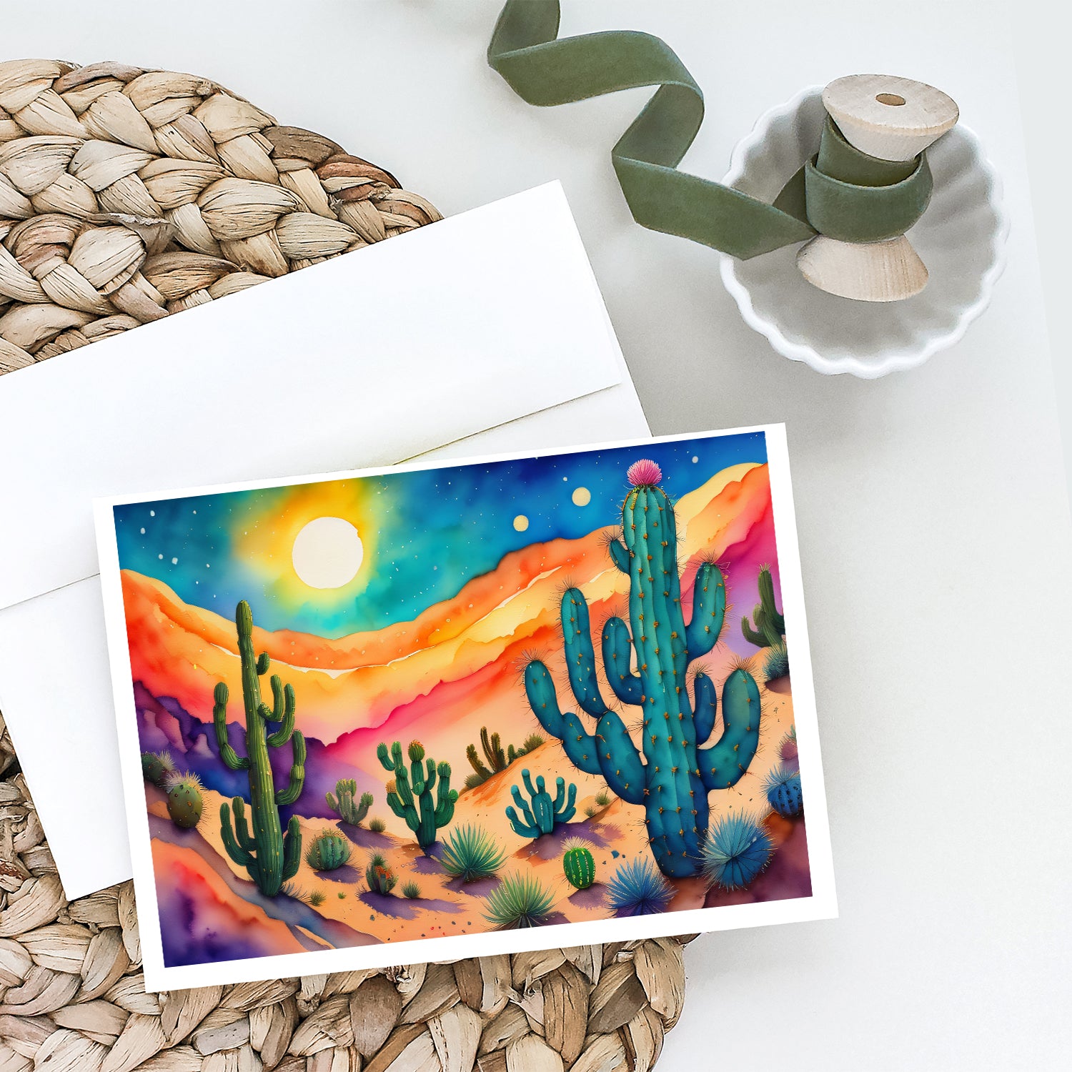 Cactus in Color Greeting Cards and Envelopes Pack of 8
