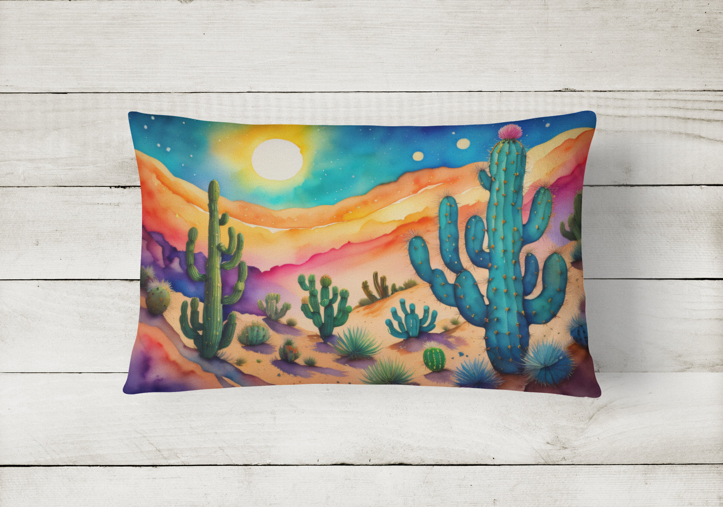 Cactus in Color Fabric Decorative Pillow