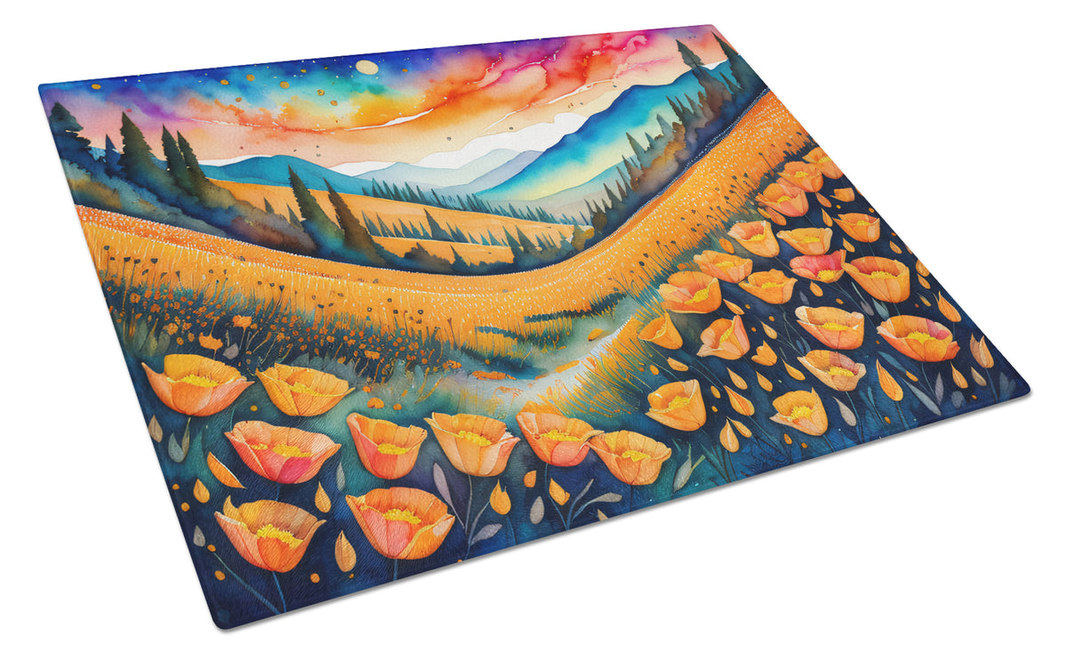 Buy this California Poppies in Color Glass Cutting Board Large