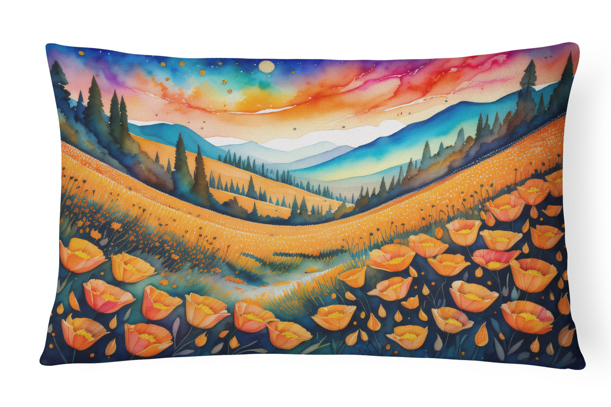 Buy this California Poppies in Color Fabric Decorative Pillow