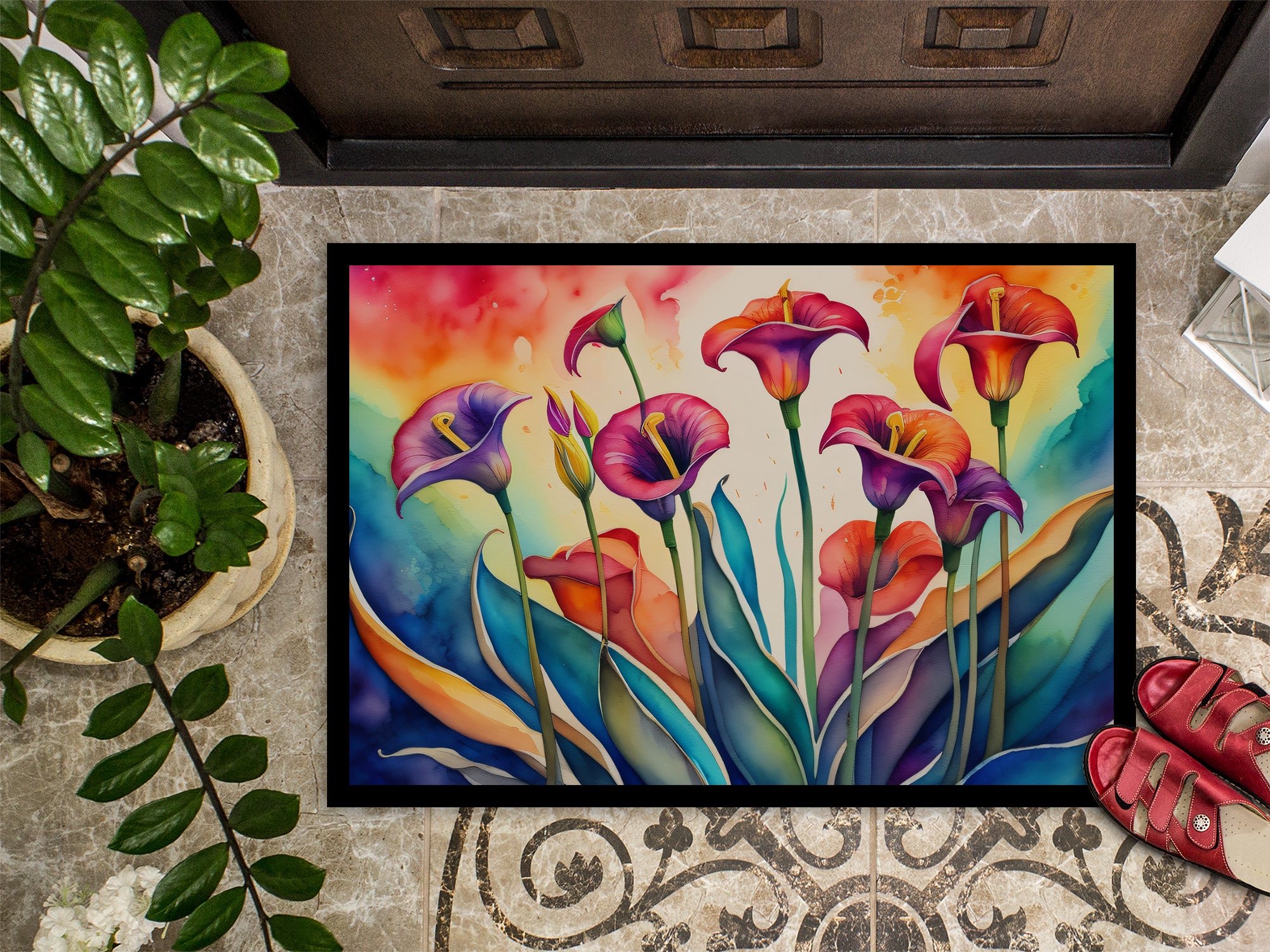 Calla Lilies in Color Indoor or Outdoor Mat 24x36