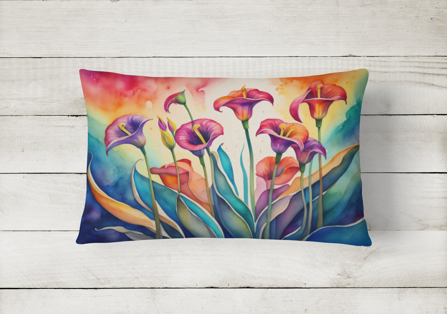 Calla Lilies in Color Fabric Decorative Pillow