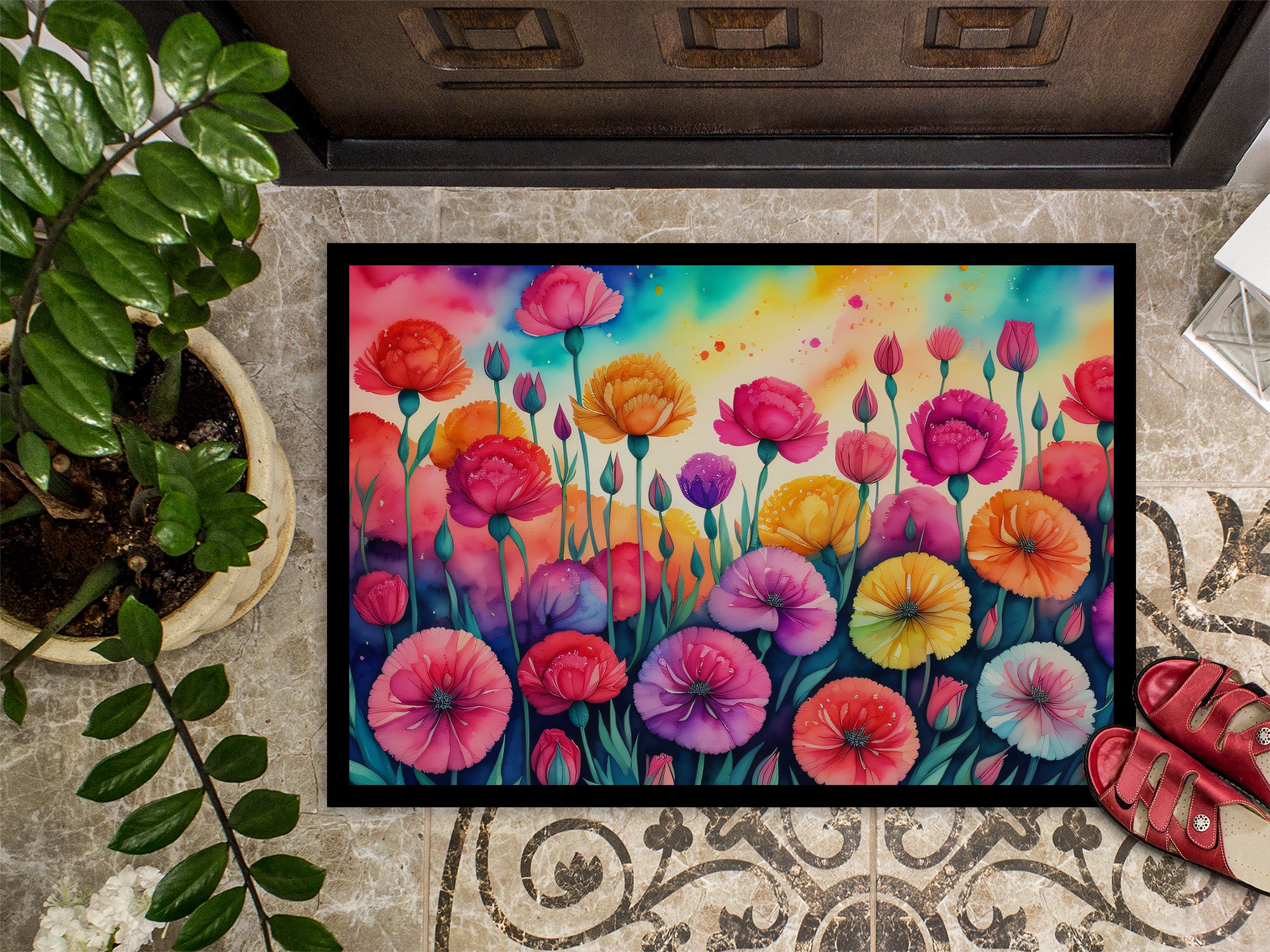 Carnations in Color Indoor or Outdoor Mat 24x36