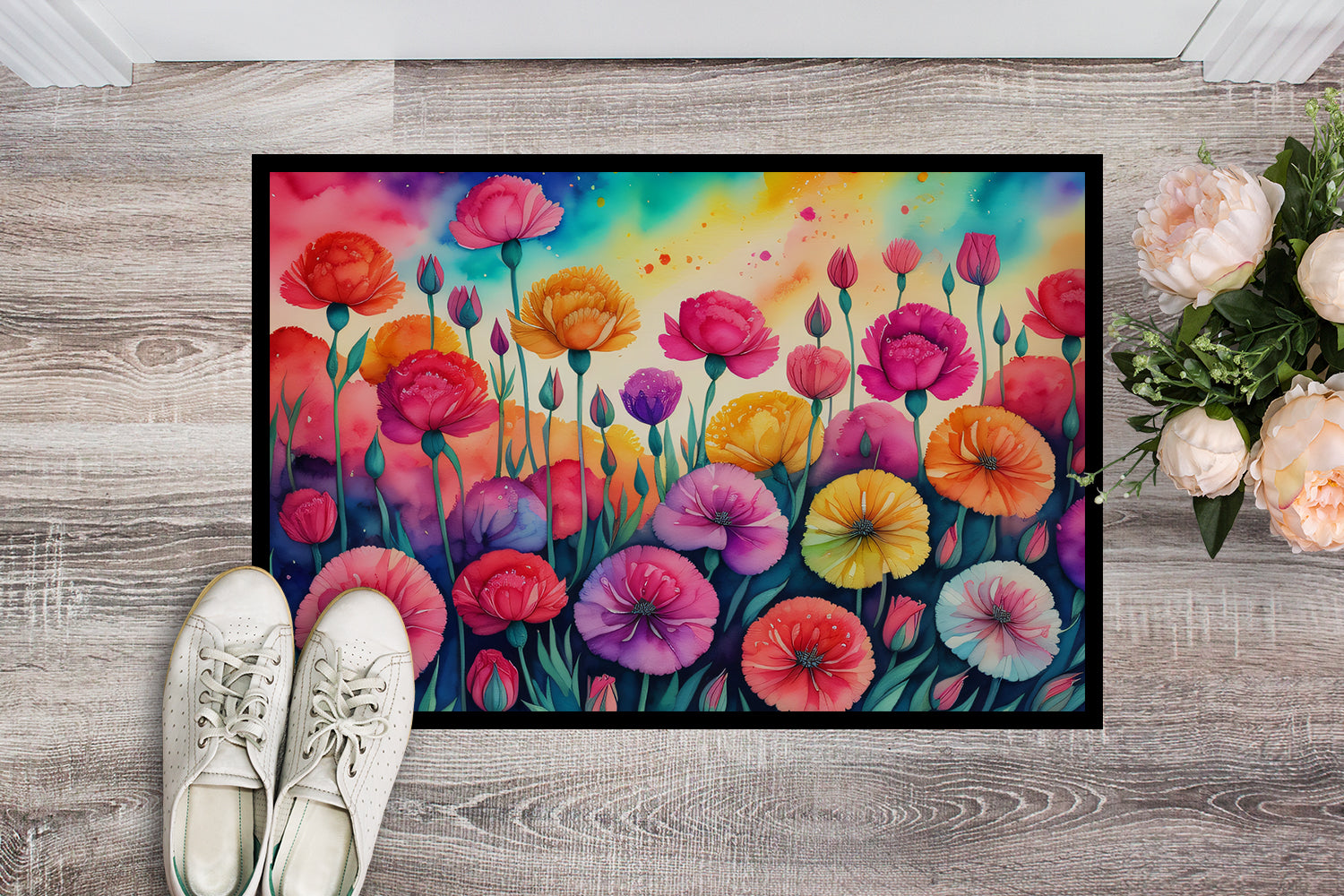 Carnations in Color Doormat 18x27