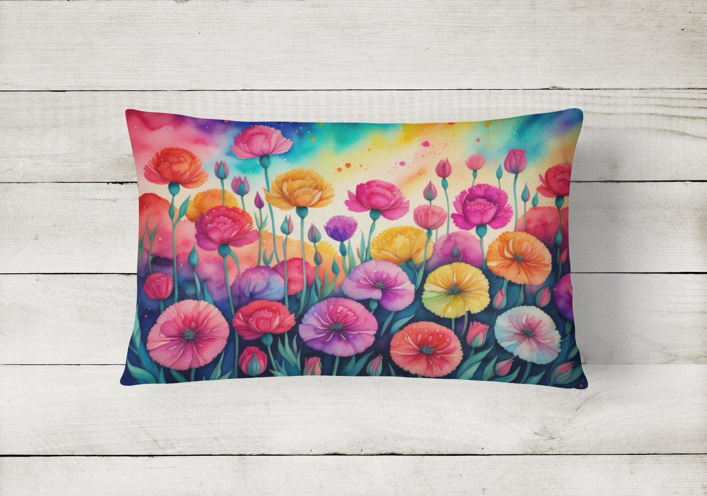 Buy this Carnations in Color Fabric Decorative Pillow