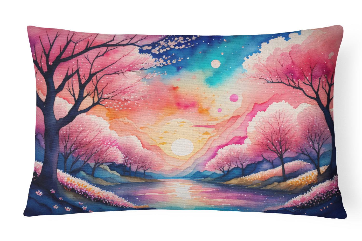 Buy this Cherry Blossom in Color Fabric Decorative Pillow