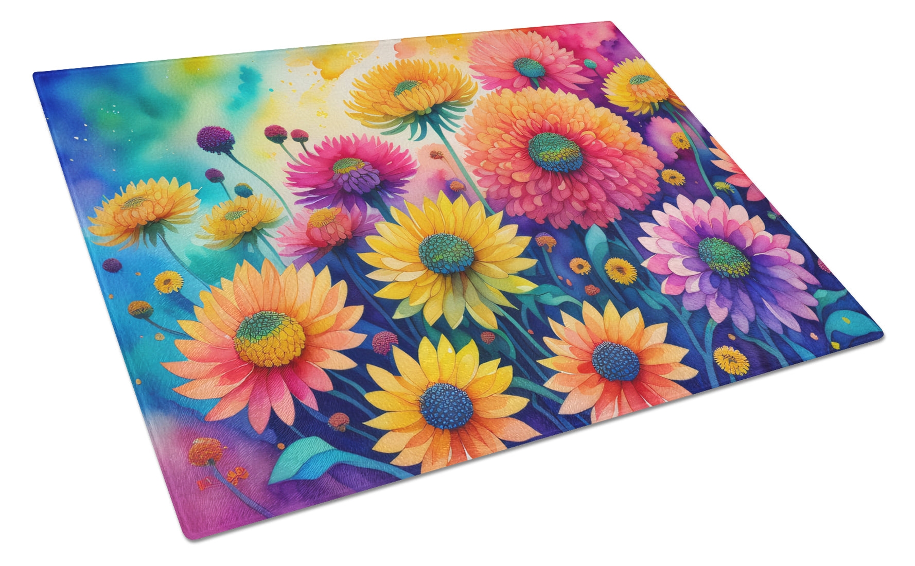 Buy this Chrysanthemums in Color Glass Cutting Board Large