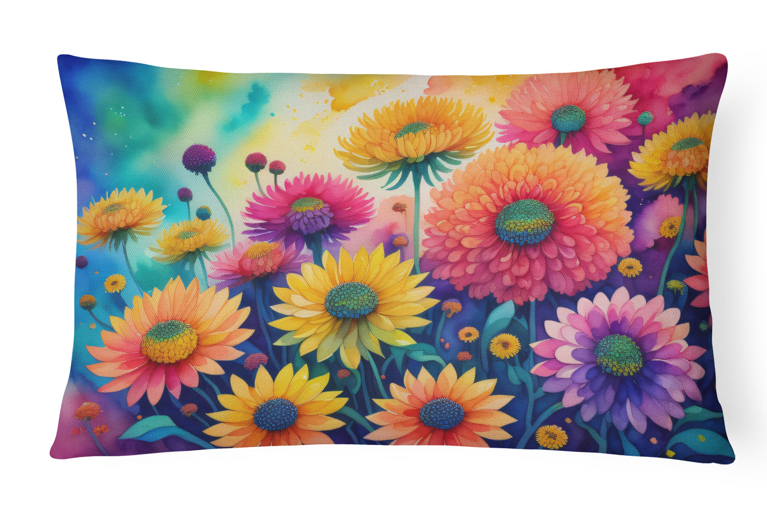 Buy this Chrysanthemums in Color Fabric Decorative Pillow