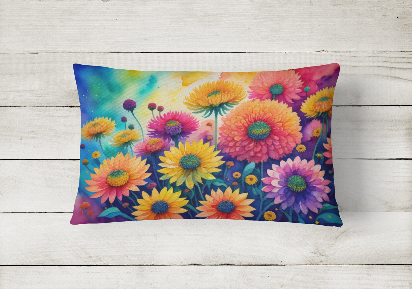 Chrysanthemums in Color Fabric Decorative Pillow