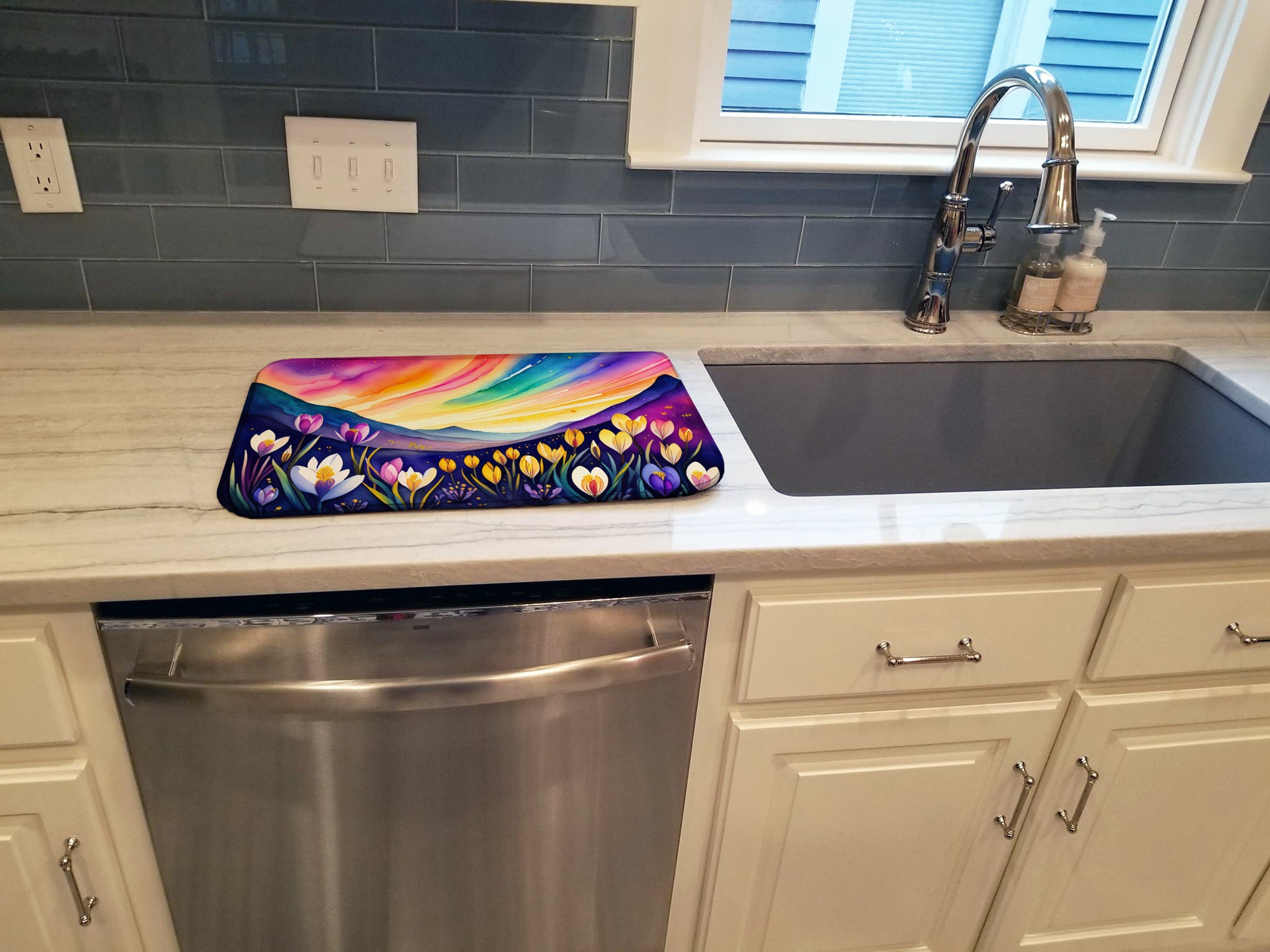 Crocus in Color Dish Drying Mat