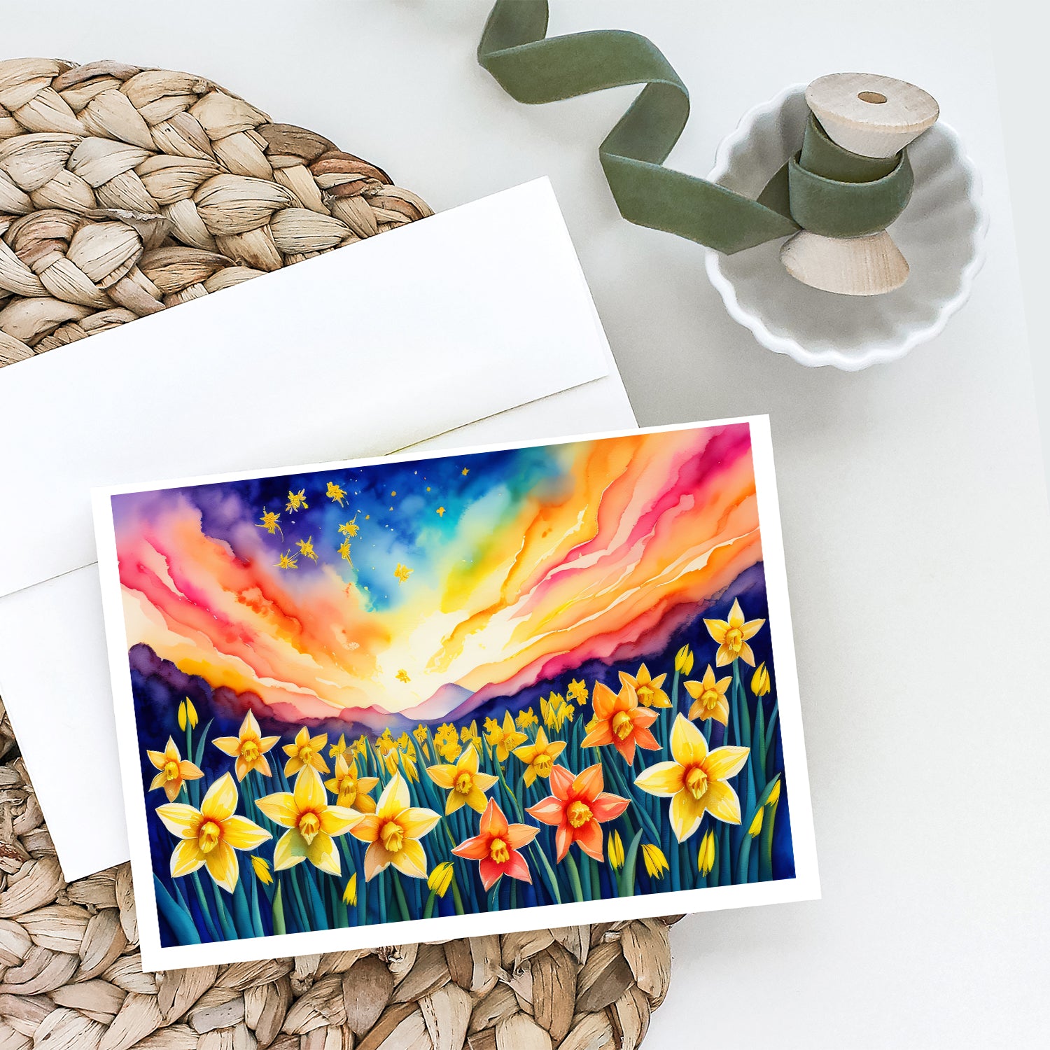 Daffodils in Color Greeting Cards and Envelopes Pack of 8