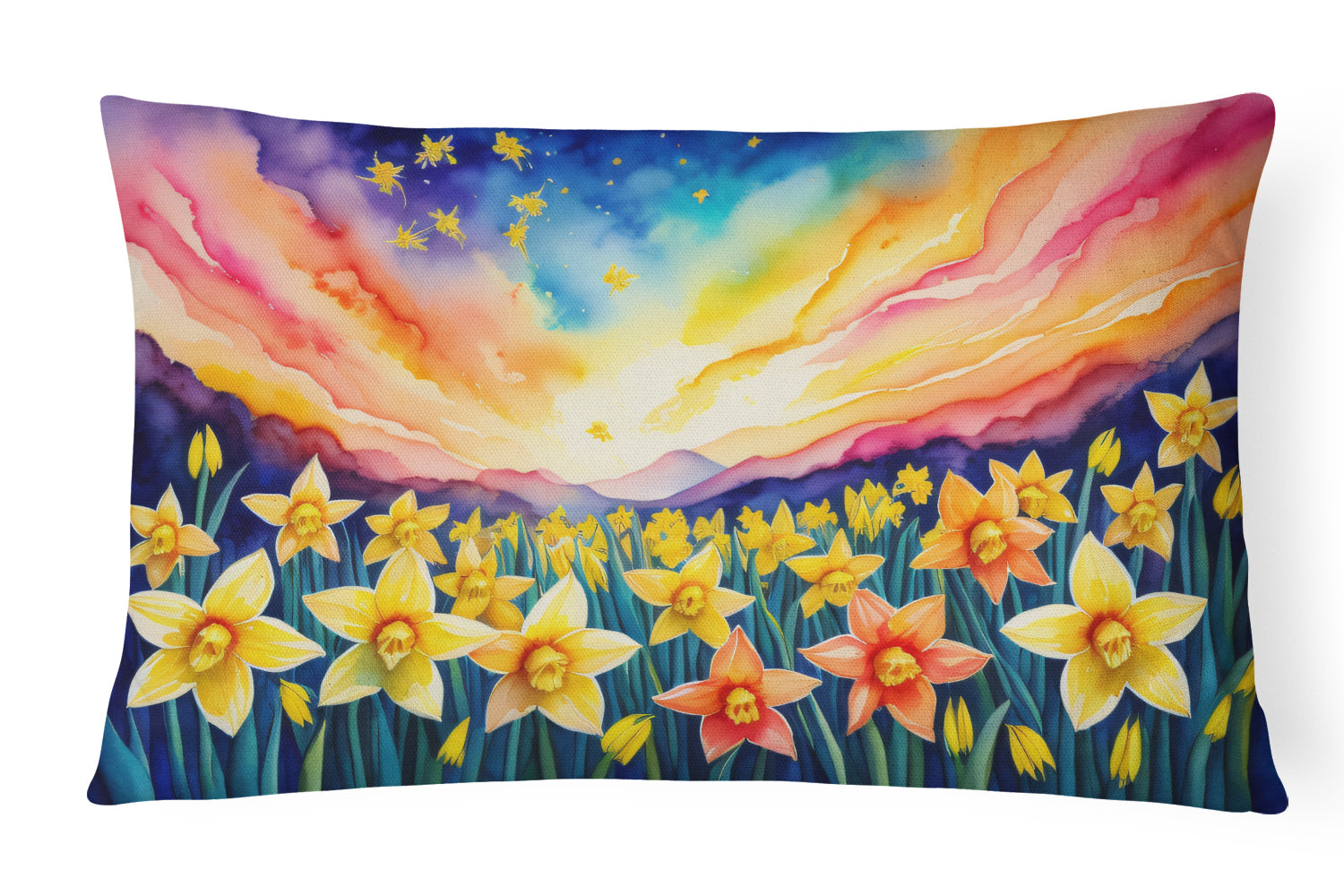 Buy this Daffodils in Color Fabric Decorative Pillow