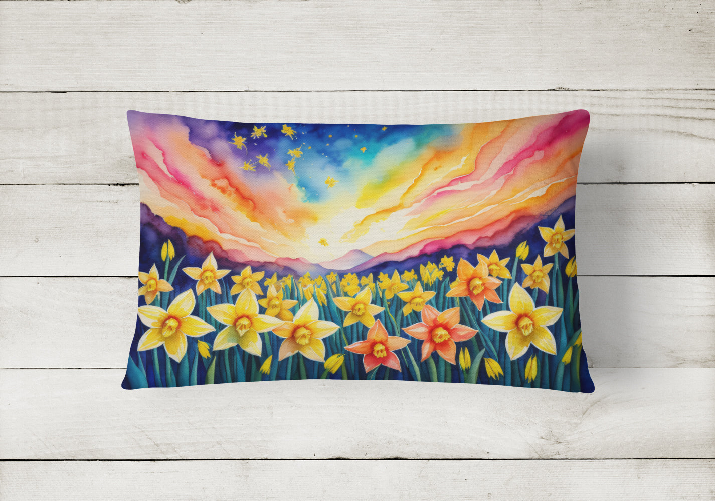 Daffodils in Color Fabric Decorative Pillow