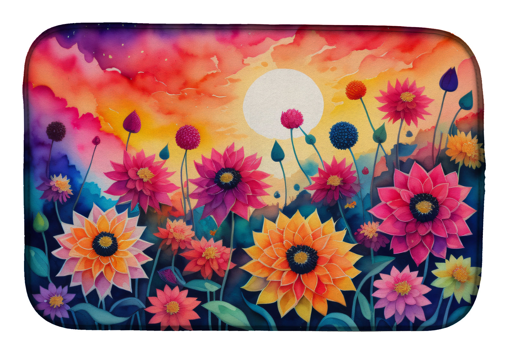 Buy this Dahlias in Color Dish Drying Mat