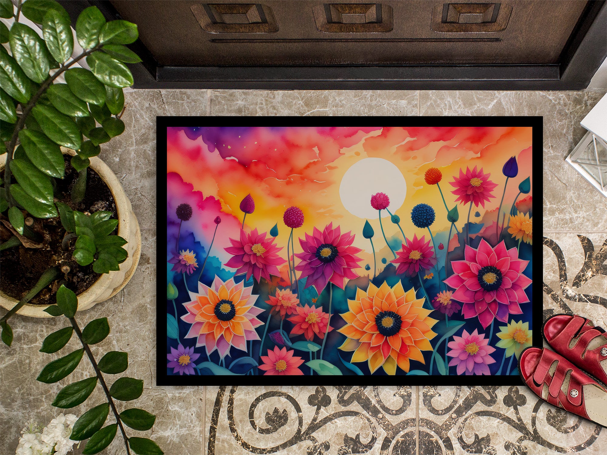 Dahlias in Color Doormat 18x27