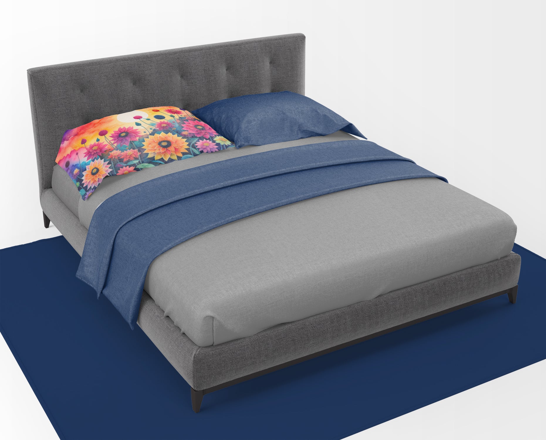 Dahlias in Color Fabric Standard Pillowcase
