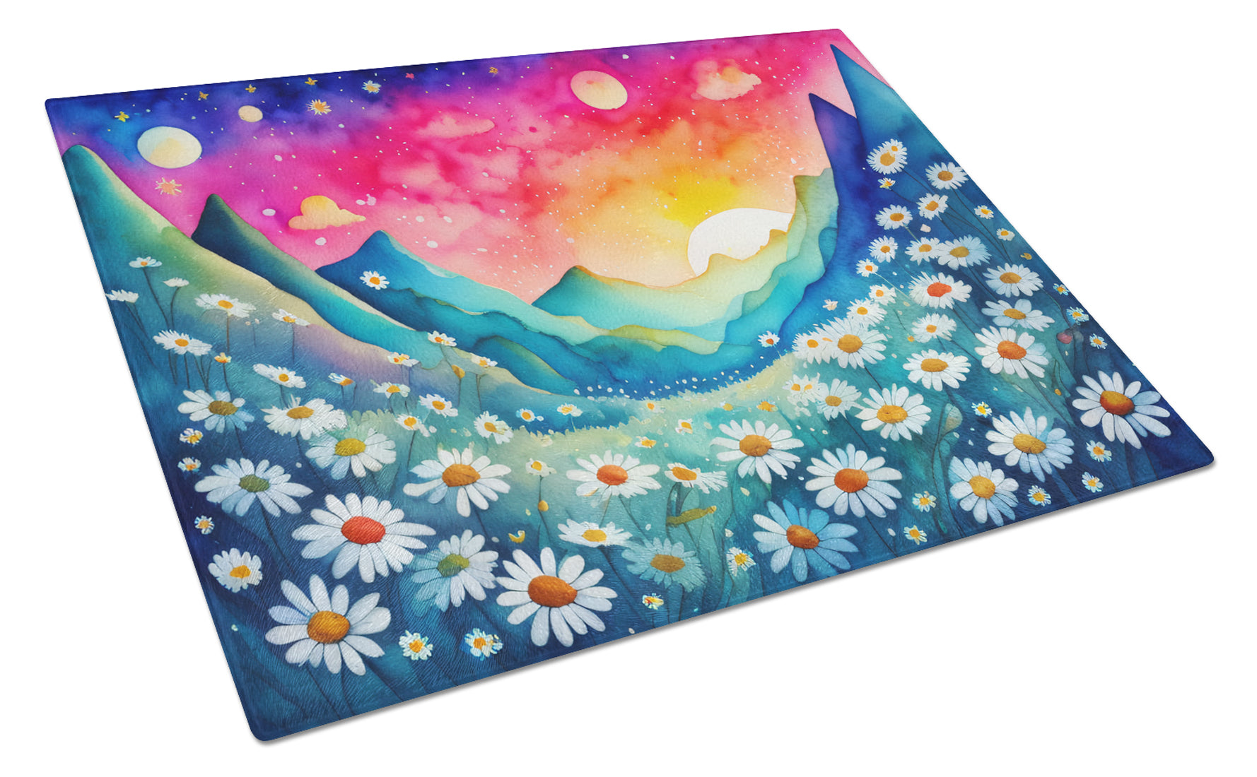 Buy this Daisies in Color Glass Cutting Board Large