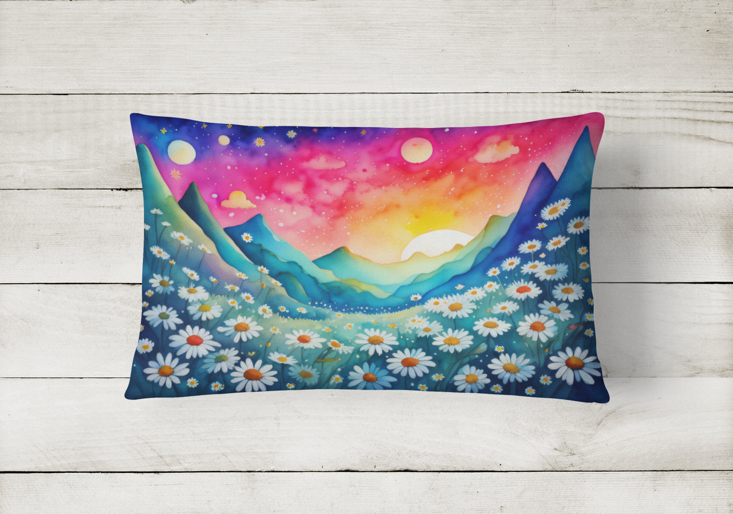Daisies in Color Fabric Decorative Pillow