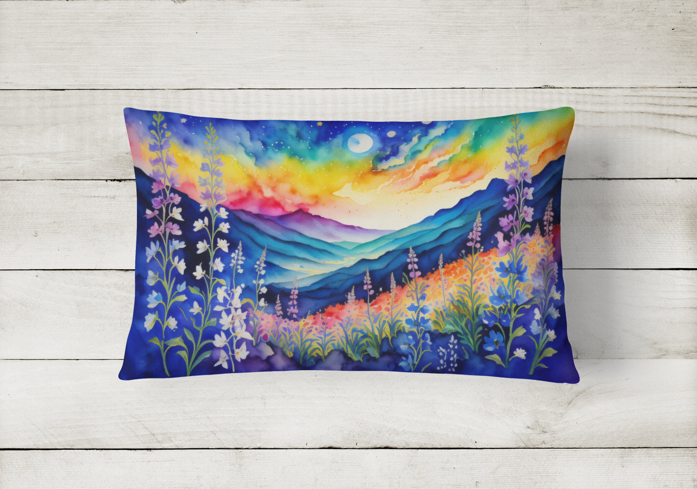 Delphinium in Color Fabric Decorative Pillow