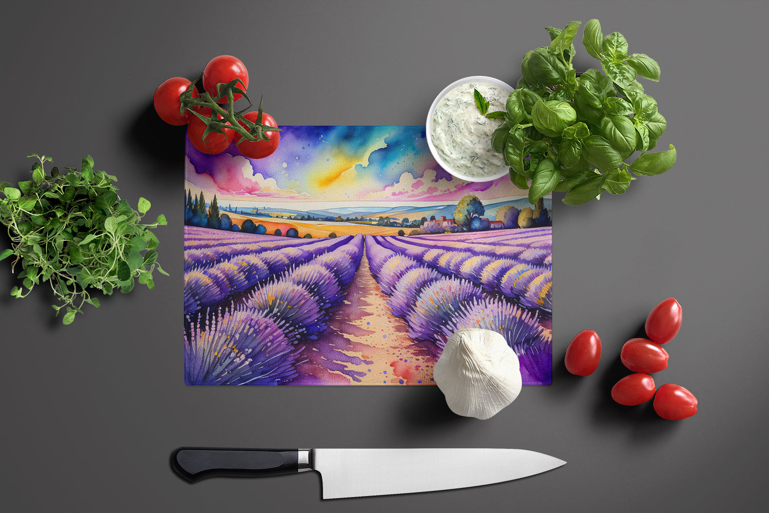 English Lavender in Color Glass Cutting Board Large