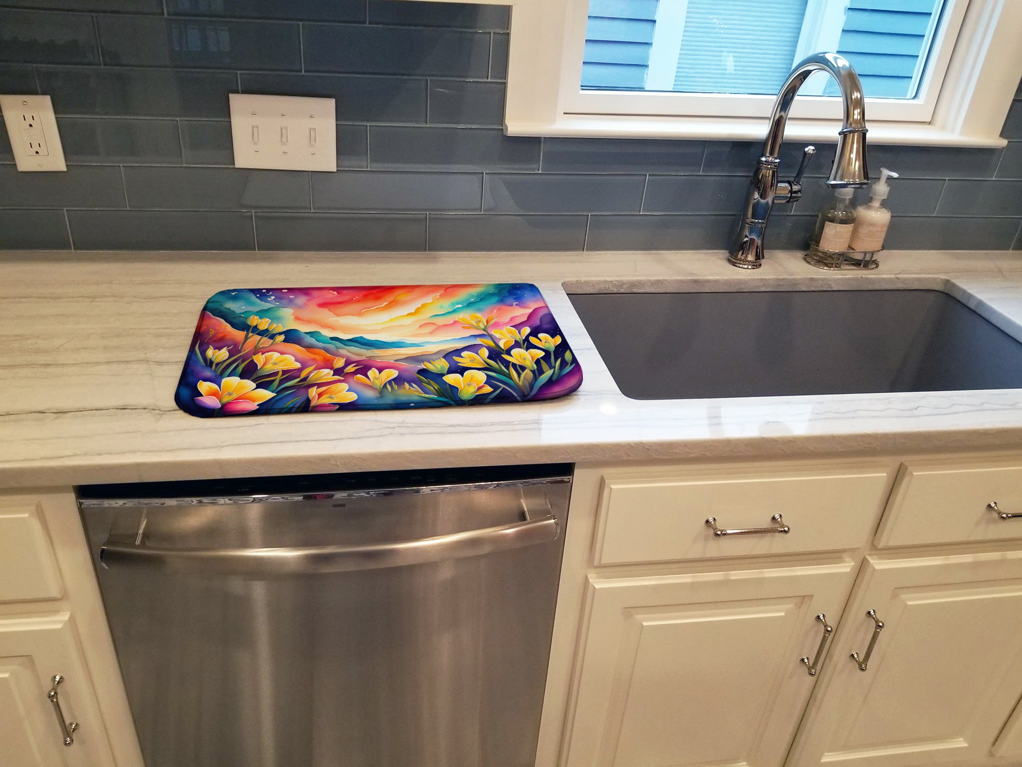 Freesia in Color Dish Drying Mat