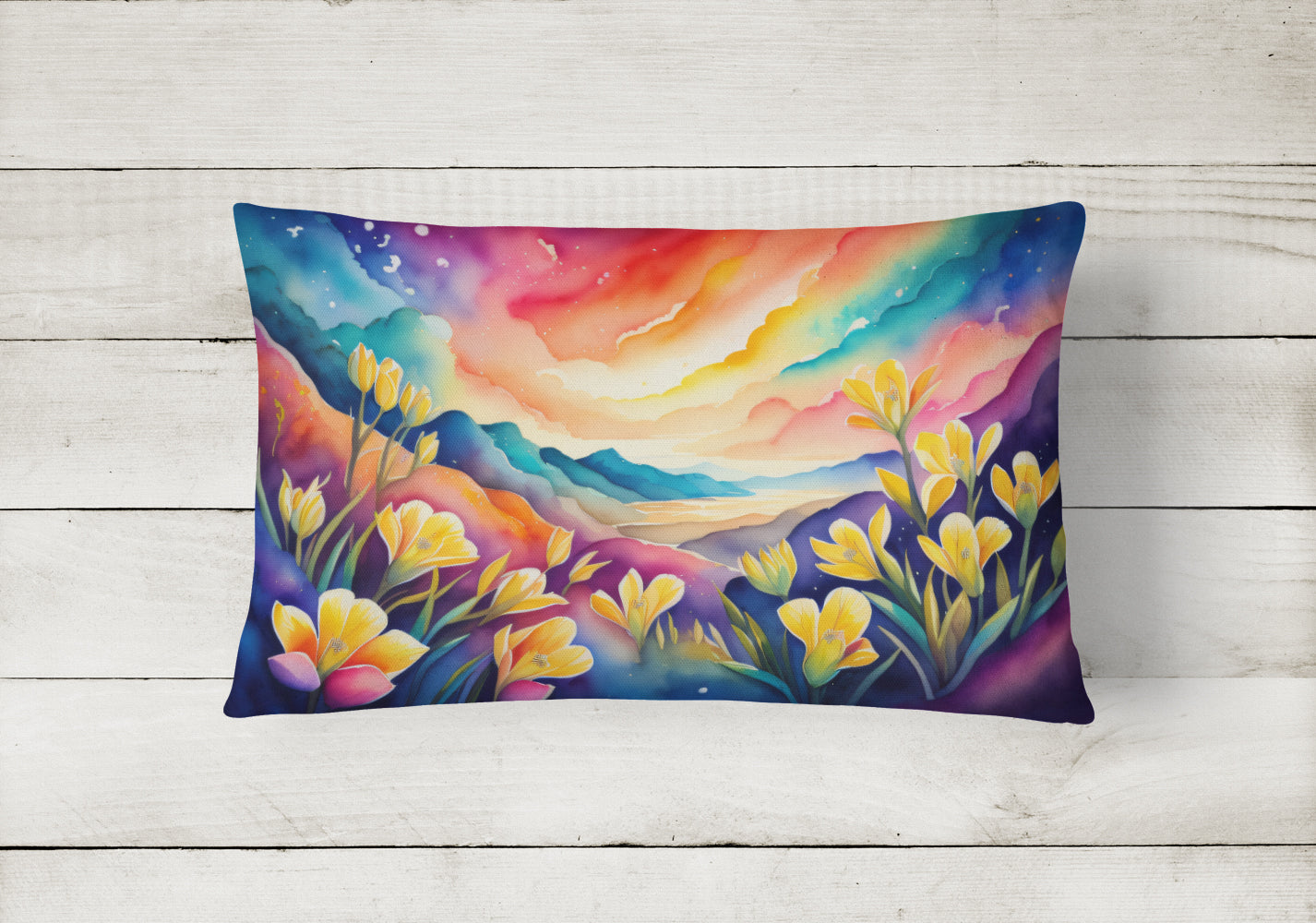 Freesia in Color Fabric Decorative Pillow
