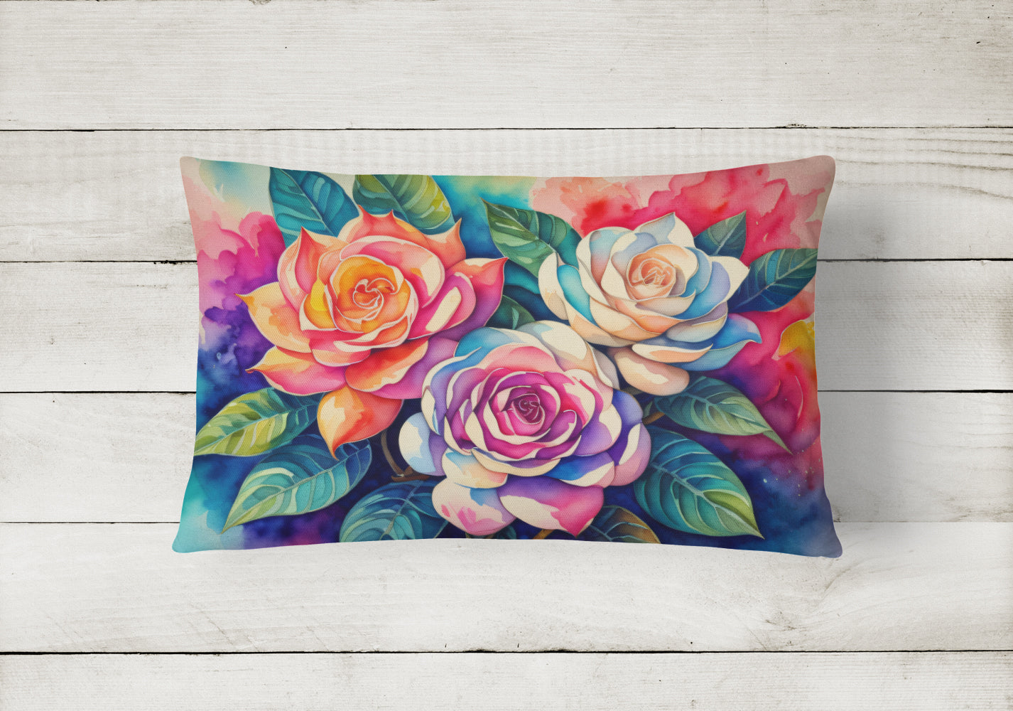 Gardenias in Color Fabric Decorative Pillow
