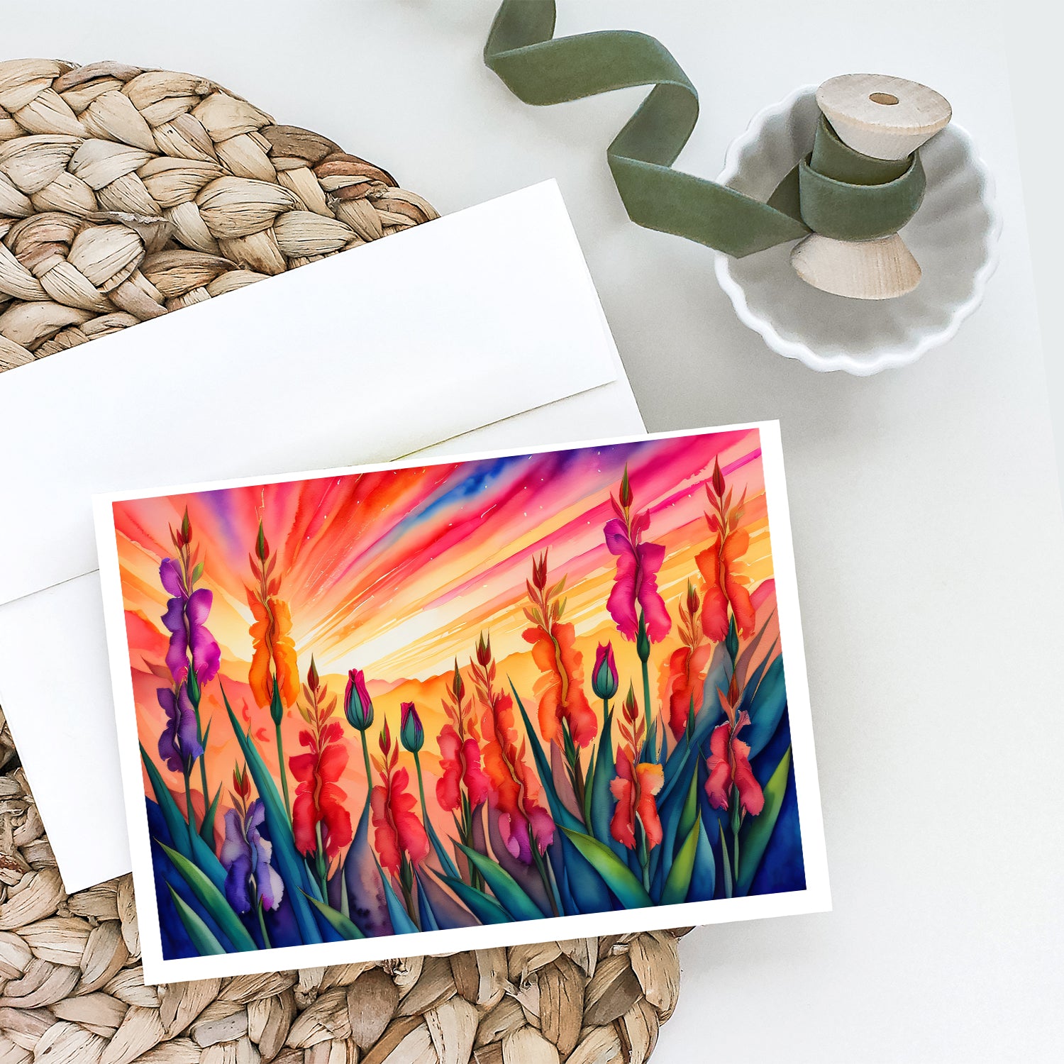Gladiolus in Color Greeting Cards and Envelopes Pack of 8
