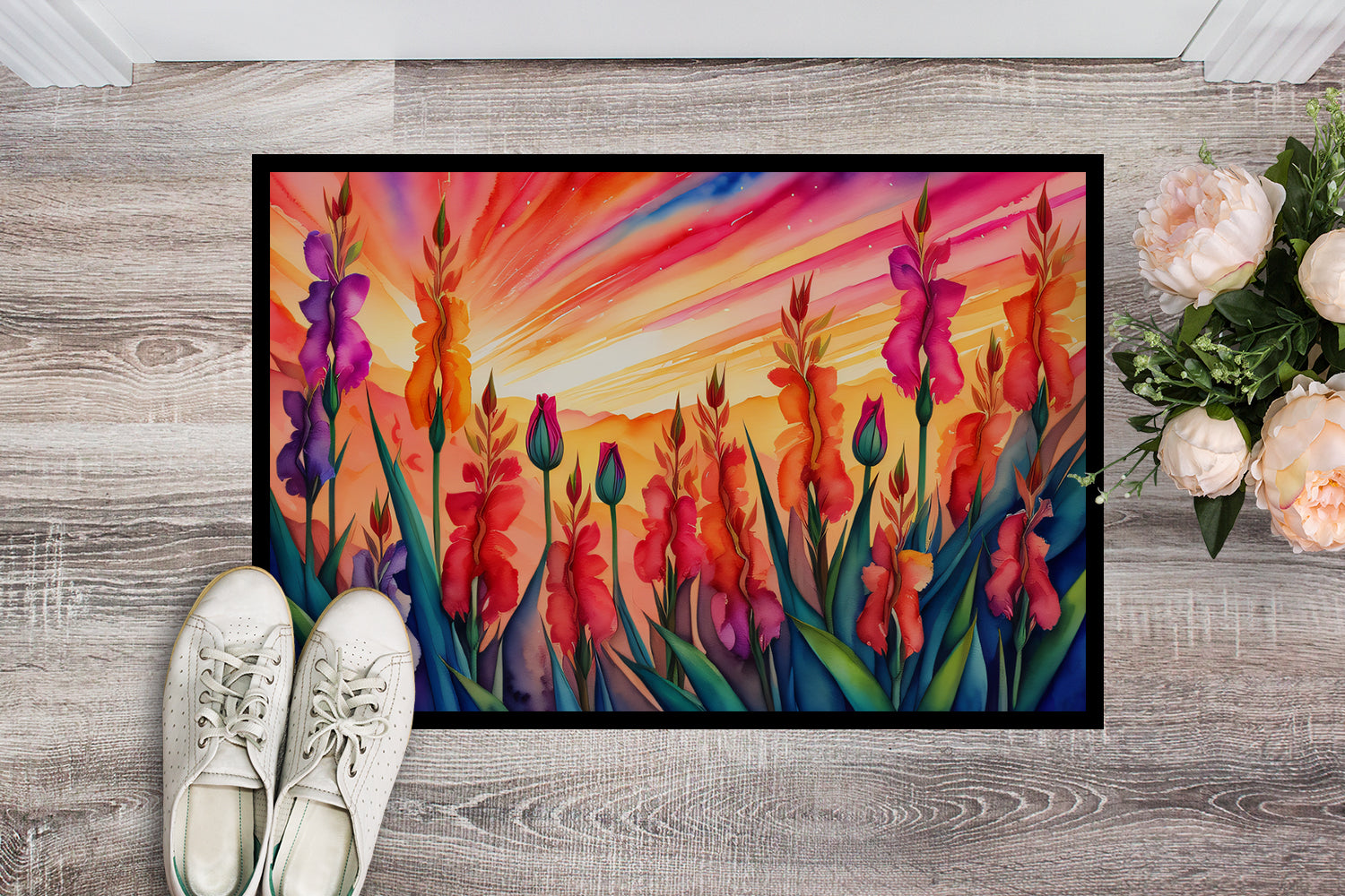 Gladiolus in Color Indoor or Outdoor Mat 24x36