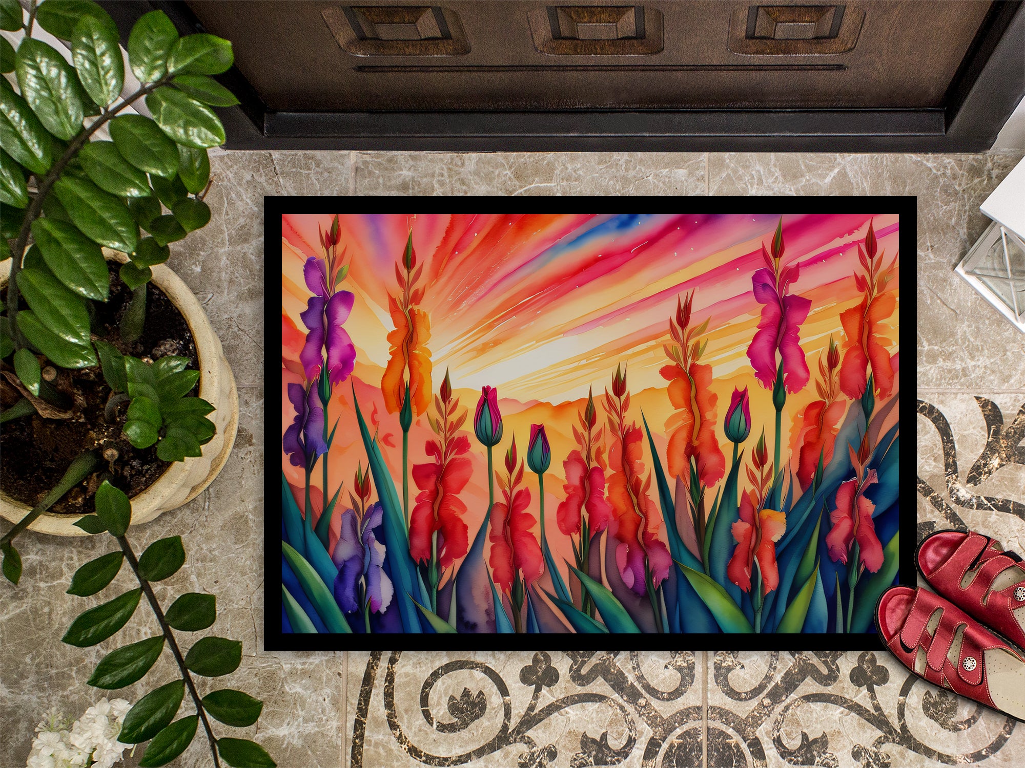 Gladiolus in Color Indoor or Outdoor Mat 24x36