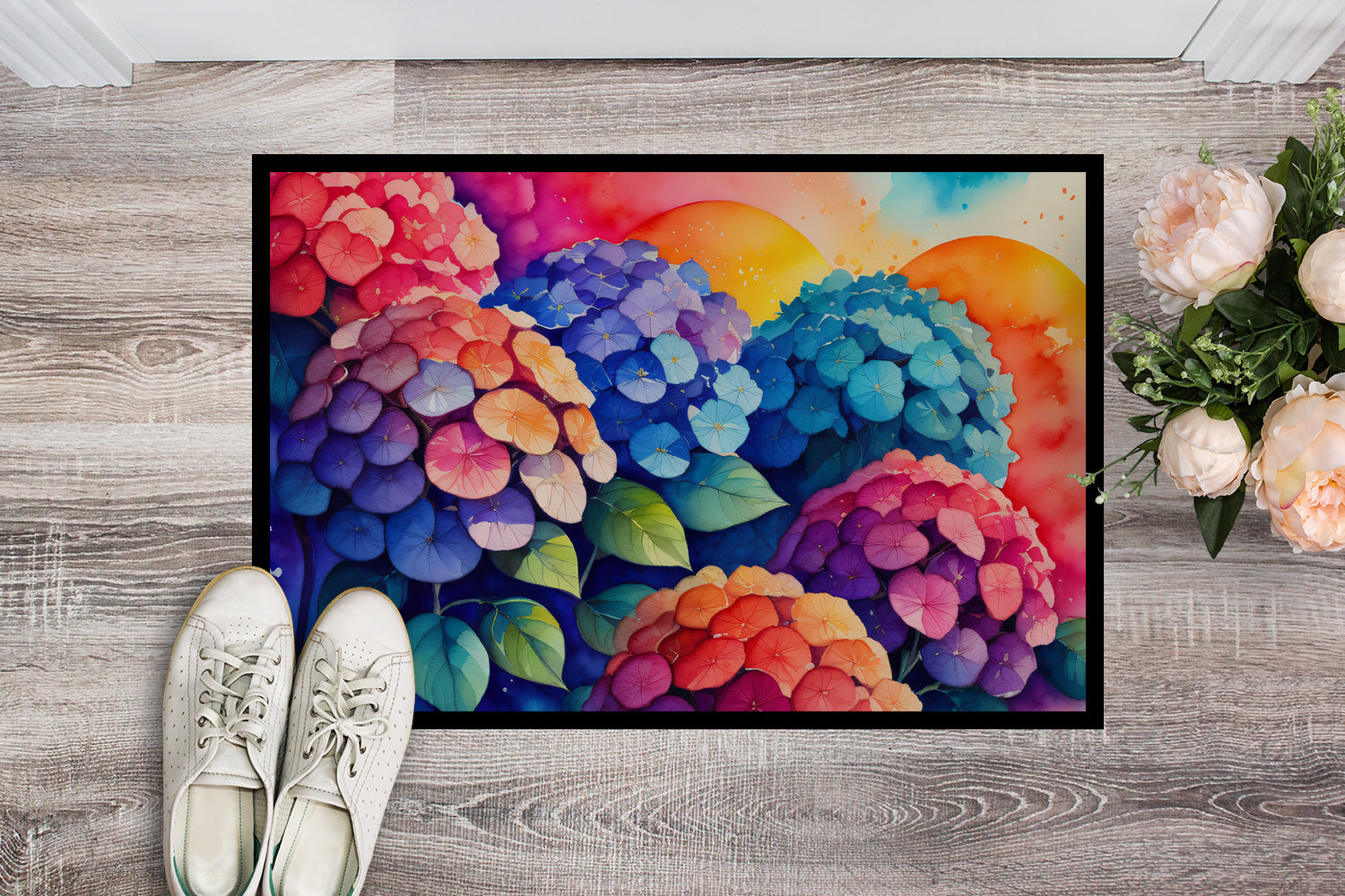 Buy this Hydrangeas in Color Indoor or Outdoor Mat 24x36