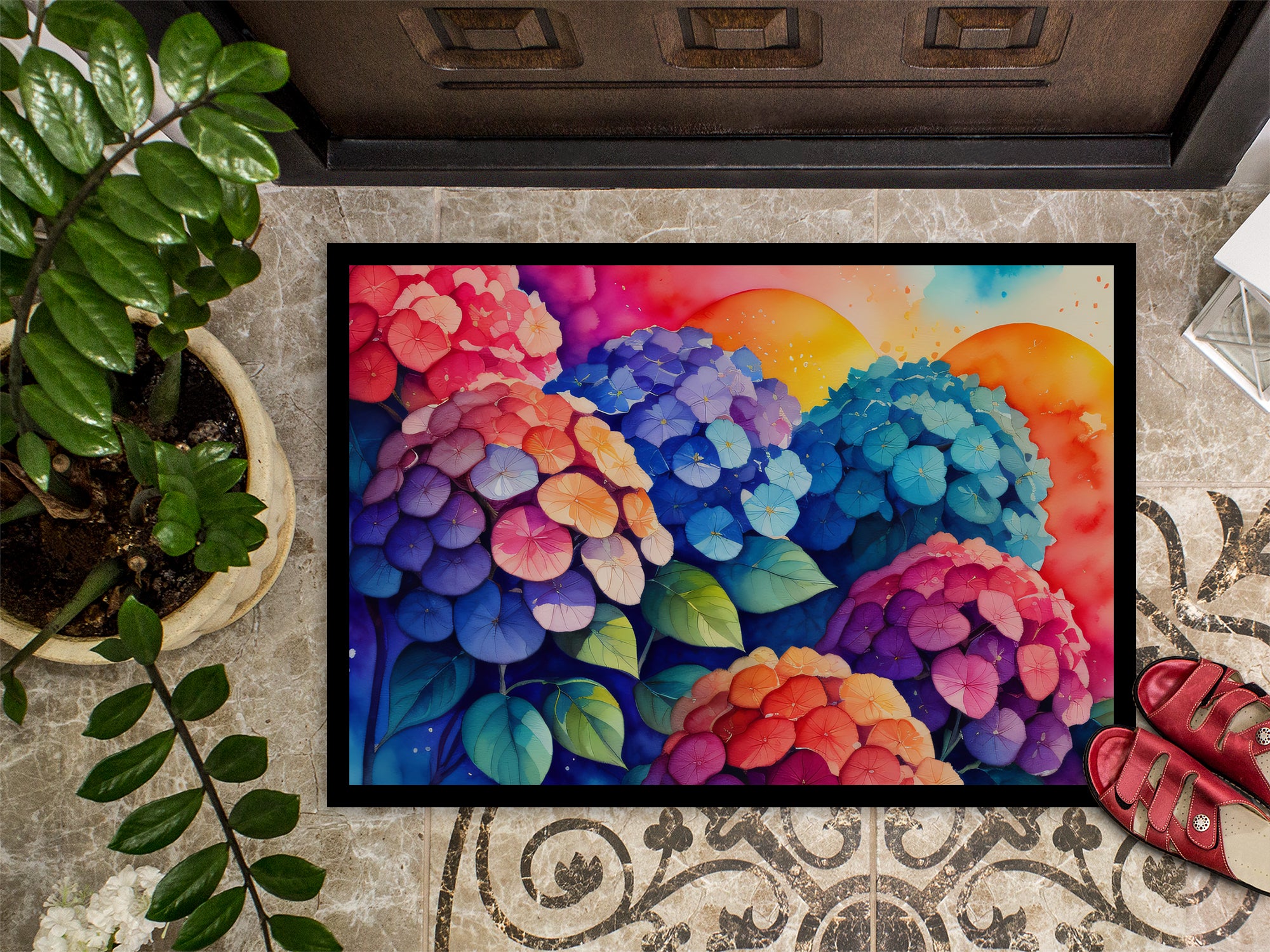 Hydrangeas in Color Doormat 18x27