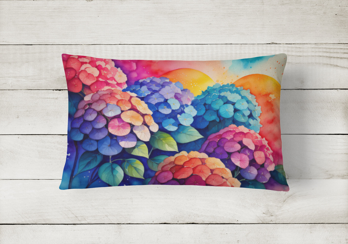 Hydrangeas in Color Fabric Decorative Pillow