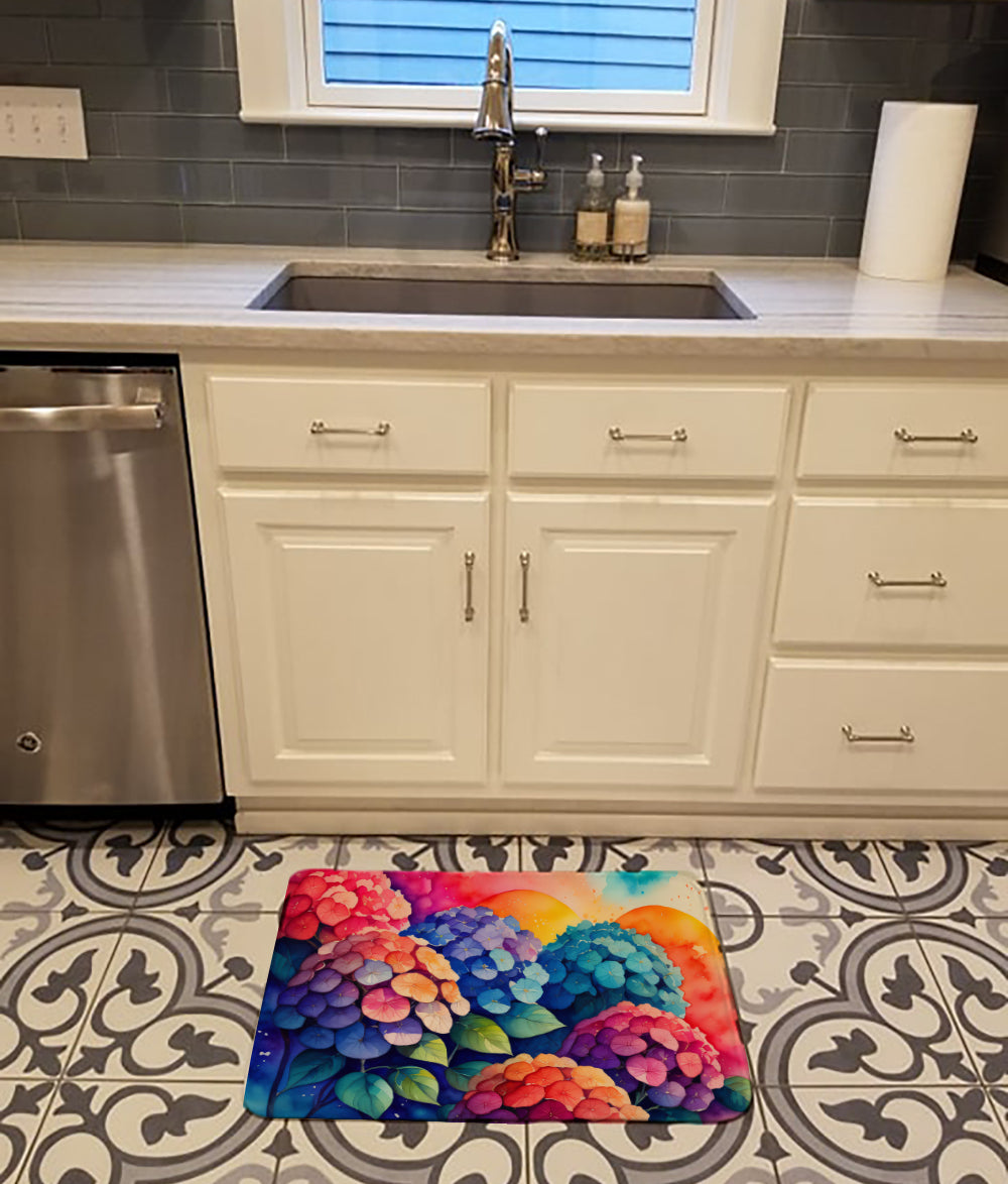 Hydrangeas in Color Memory Foam Kitchen Mat