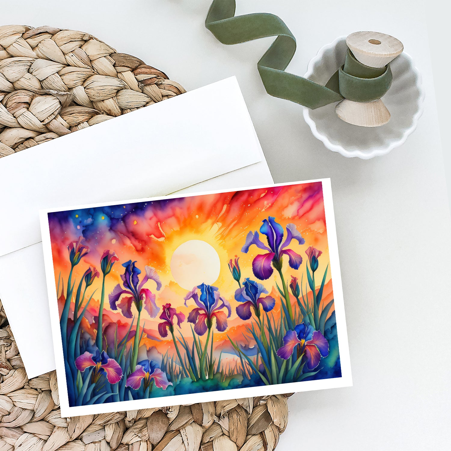 Iris in Color Greeting Cards and Envelopes Pack of 8