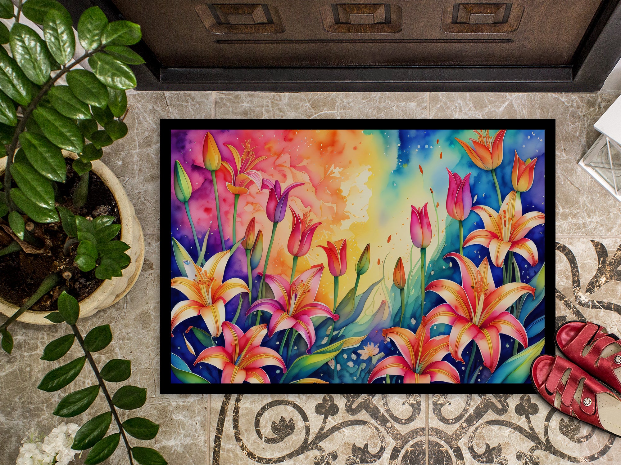Lilies in Color Indoor or Outdoor Mat 24x36