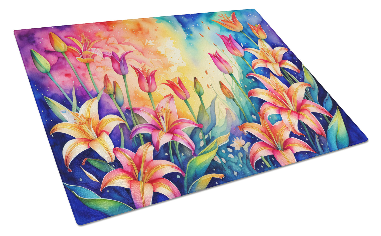 Buy this Lilies in Color Glass Cutting Board Large