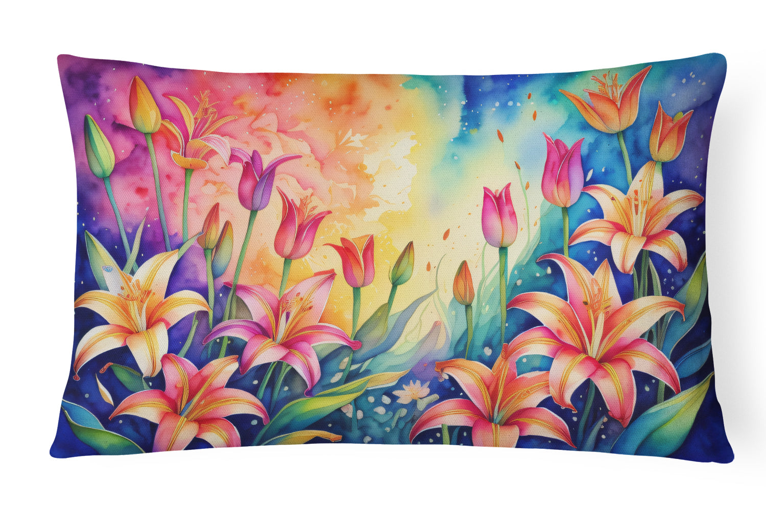 Buy this Lilies in Color Fabric Decorative Pillow