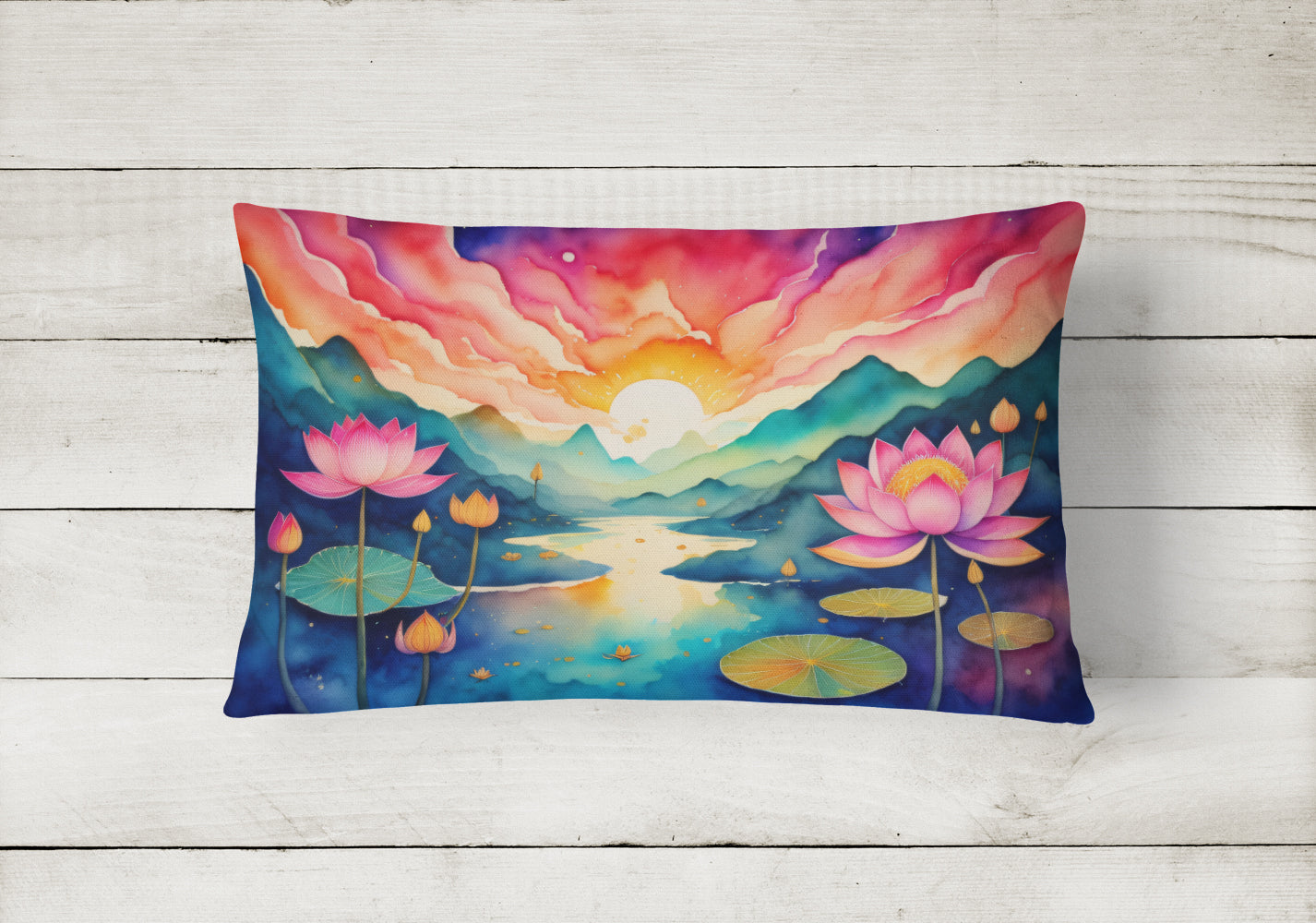 Lotus in Color Fabric Decorative Pillow