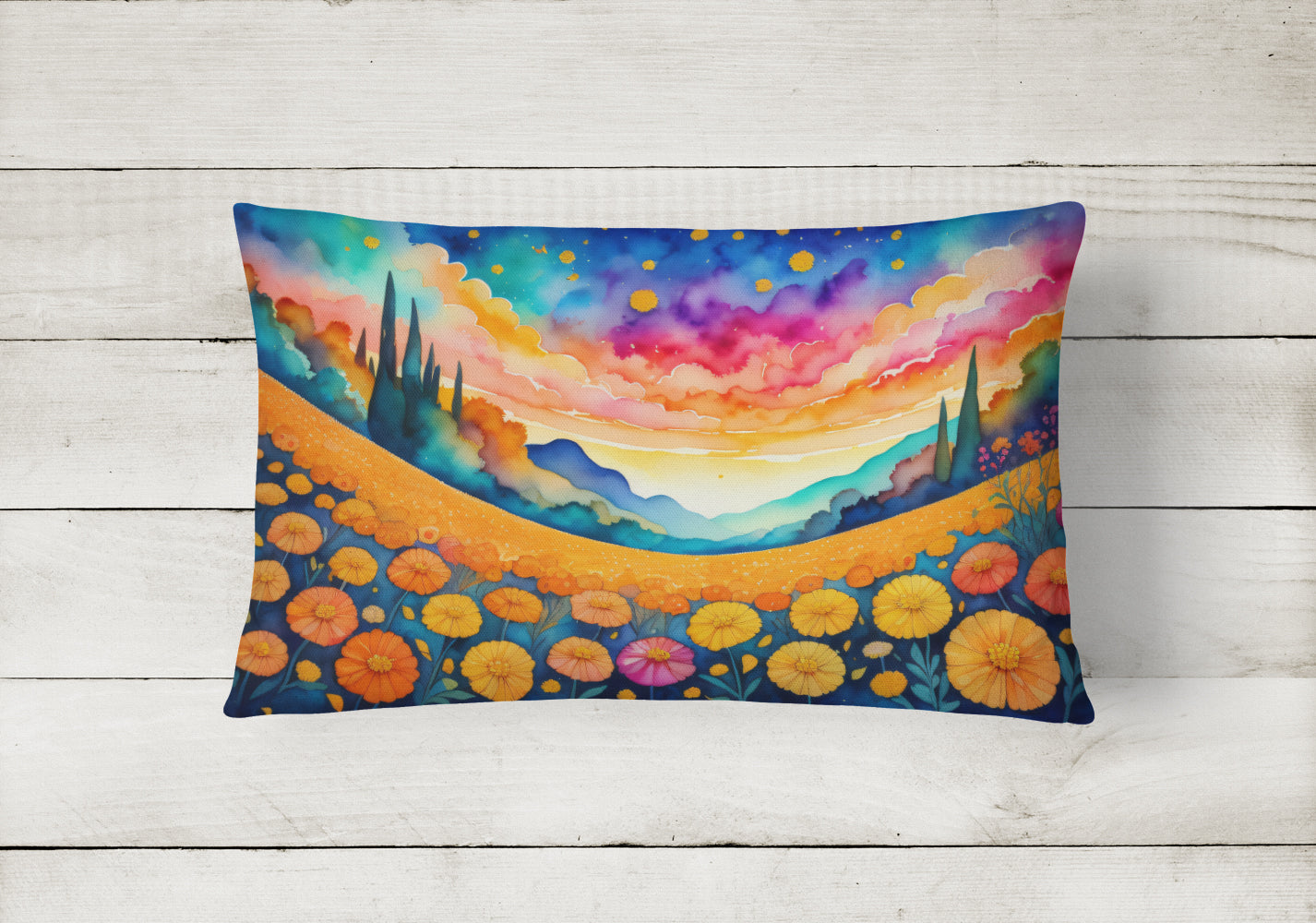 Marigolds in Color Fabric Decorative Pillow