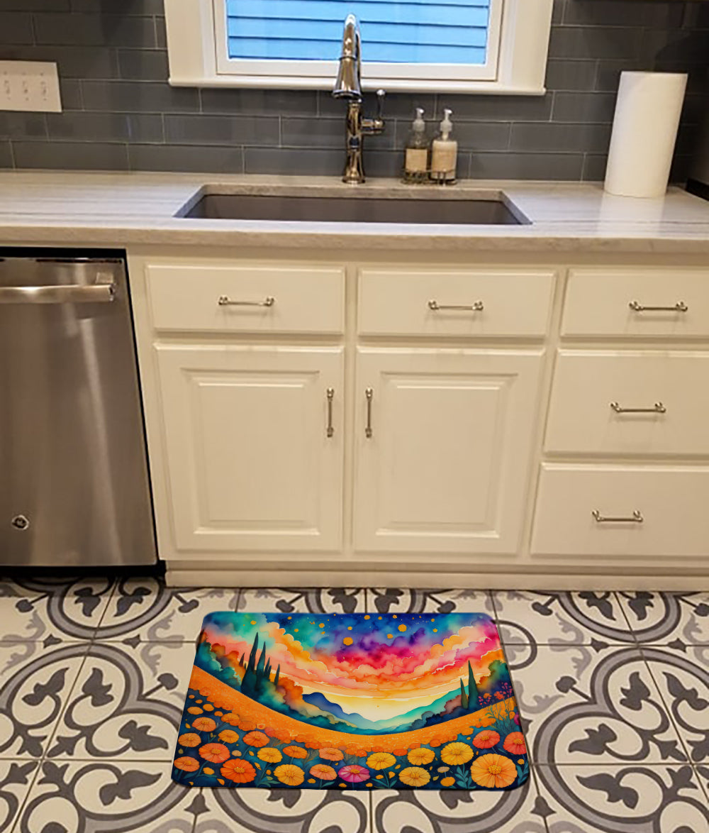 Caroline's Treasures Marigolds in Color Memory Foam Kitchen Mat