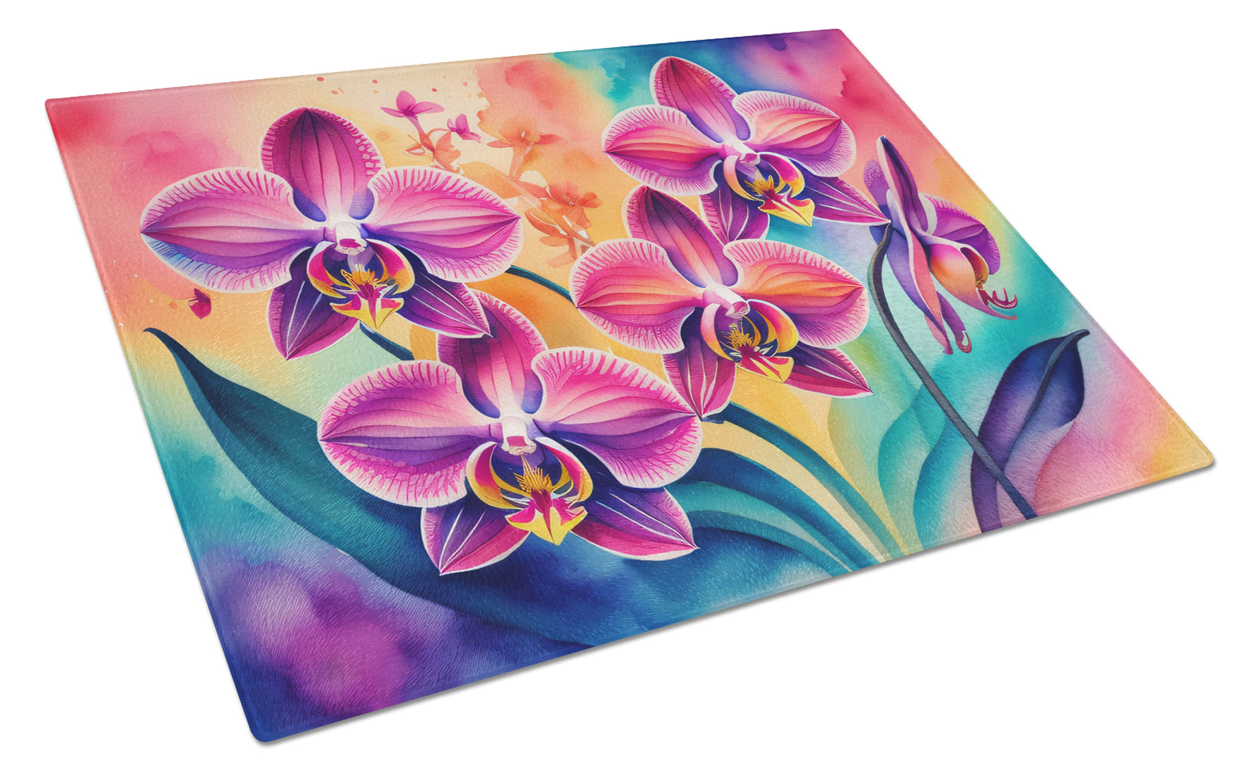 Buy this Orchids in Color Glass Cutting Board Large